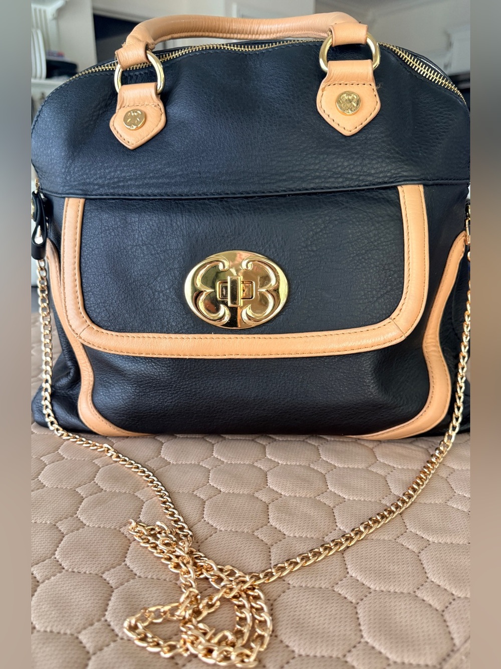 Emma Fox Black Label NWOT black
leather floral Lined Dome Satchel cross
Body - Picture 6 of 13